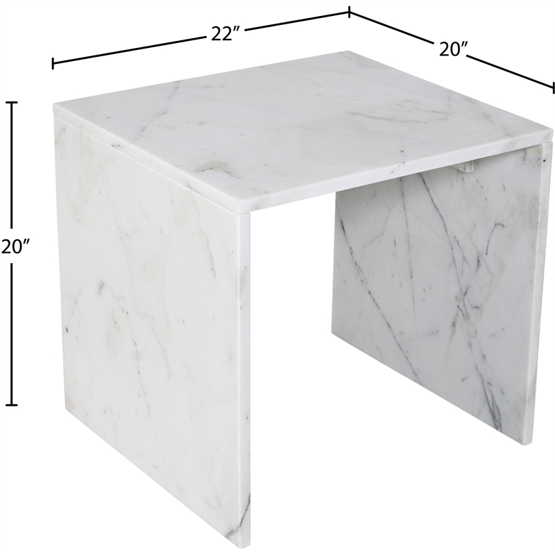 Meridian Furniture Vernazza White Marble End / Side Table