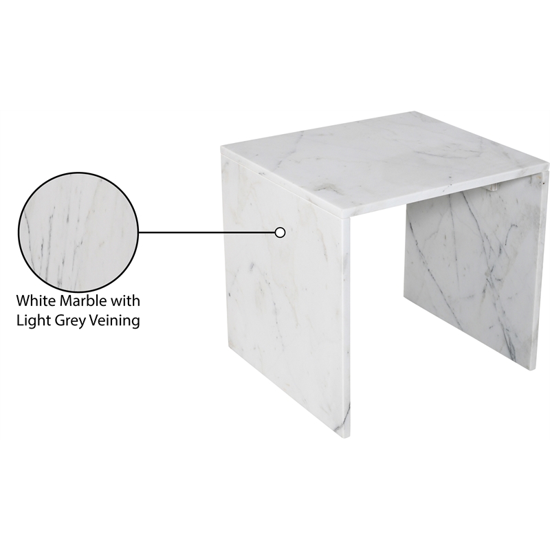 Meridian Furniture Vernazza White Marble End / Side Table
