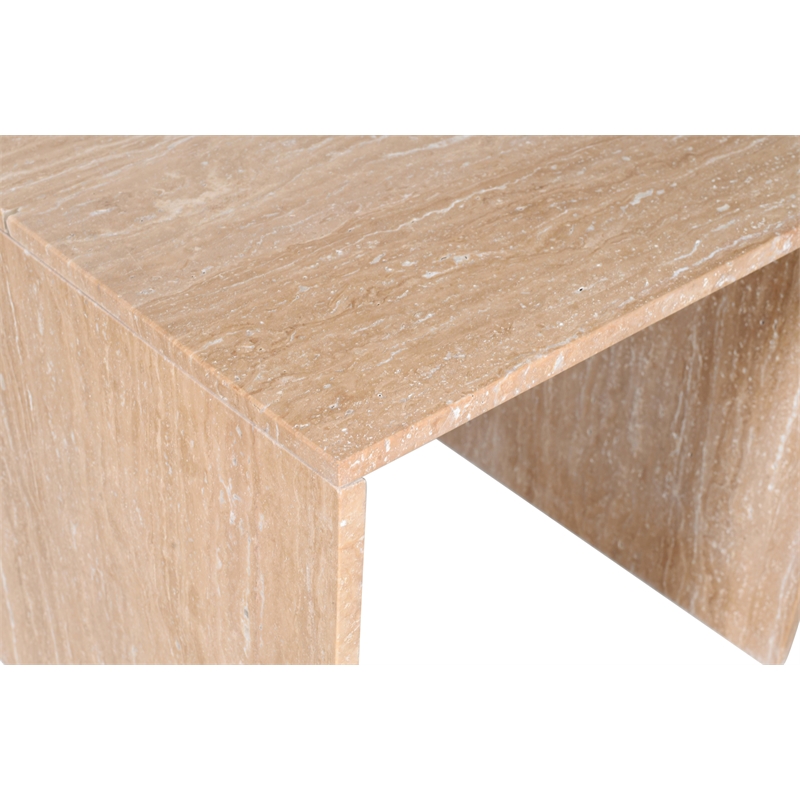 Meridian Furniture Vernazza Beige Travertine End / Side Table