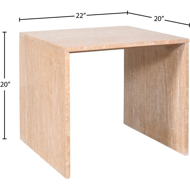 Meridian Furniture Vernazza Beige Travertine End / Side Table