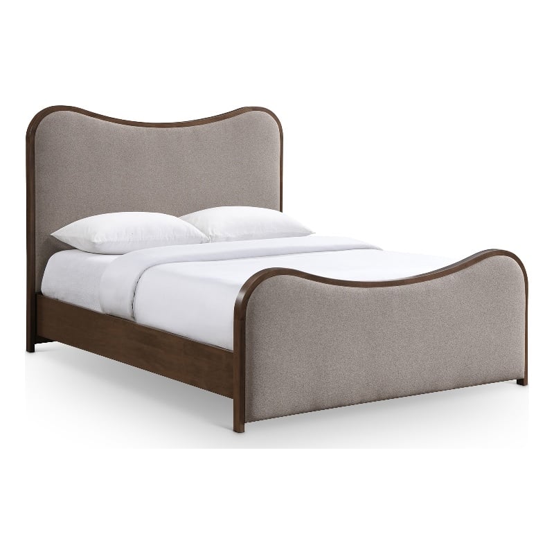 Meridian Furniture Arvada Brown Linen Textured Fabric Upholstered Full Bed