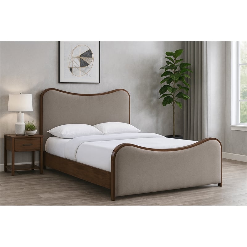 Meridian Furniture Arvada Brown Linen Textured Fabric Upholstered Full Bed