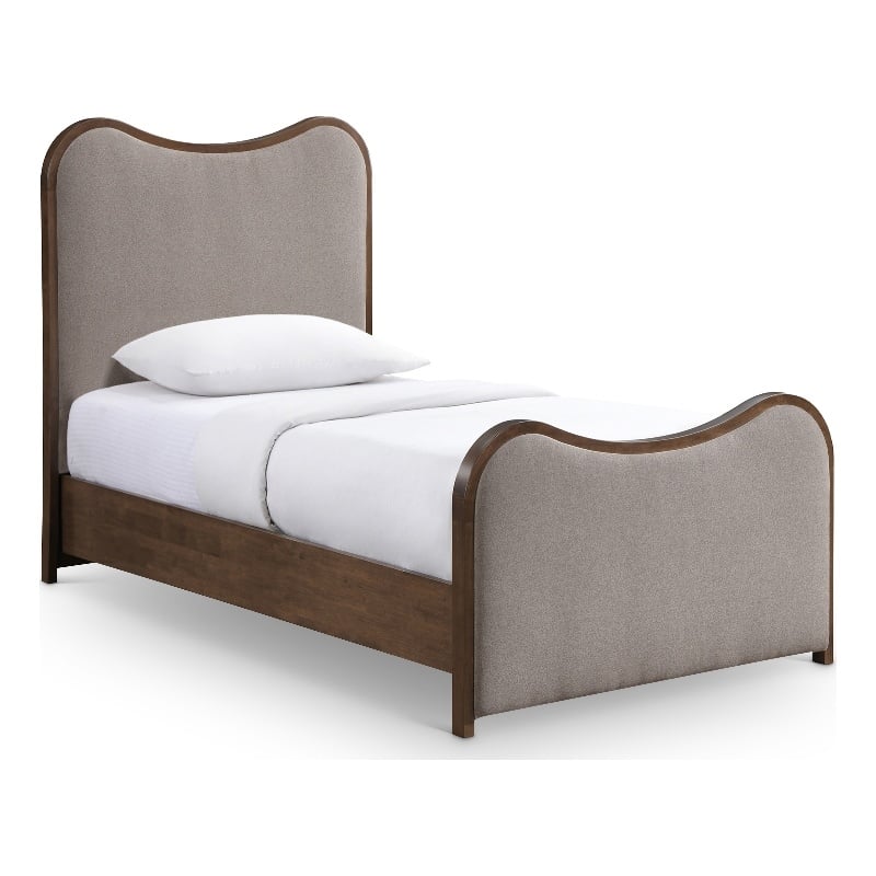 Meridian Furniture Arvada Brown Linen Textured Fabric Upholstered Twin Bed