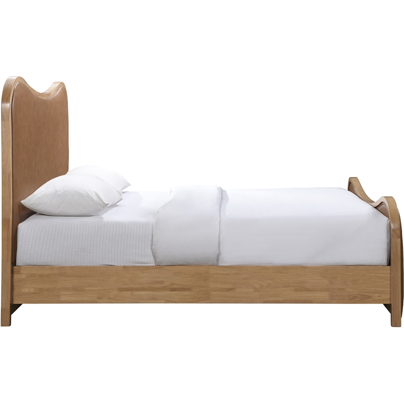 Meridian Furniture Arvada Cognac Vegan Leather Upholstered Queen Bed