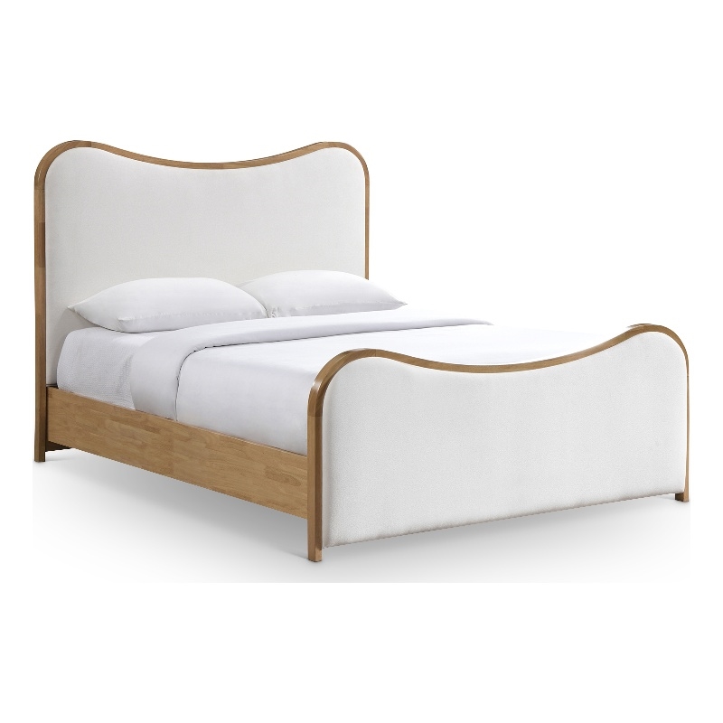 Meridian Furniture Arvada Cream Linen Textured Fabric Upholstered King Bed