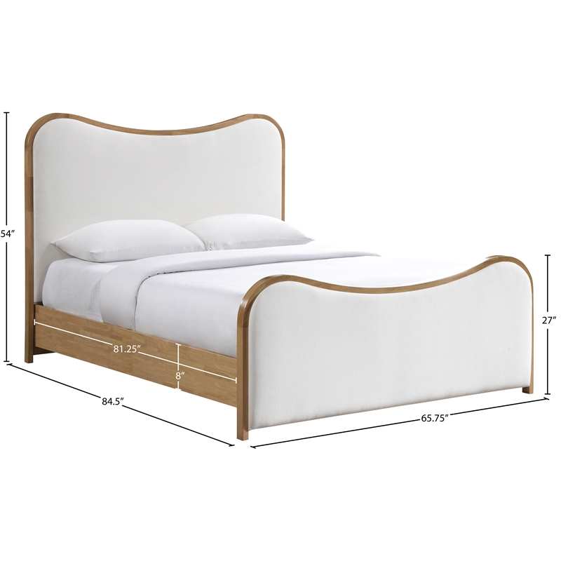 Meridian Furniture Arvada Cream Linen Textured Fabric Upholstered Queen Bed