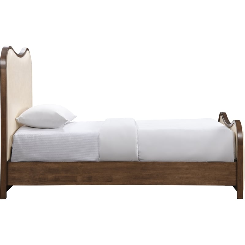 Meridian Furniture Arvada Cream Vegan Leather Upholstered Twin Bed