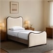 Meridian Furniture Arvada Cream Vegan Leather Upholstered Twin Bed