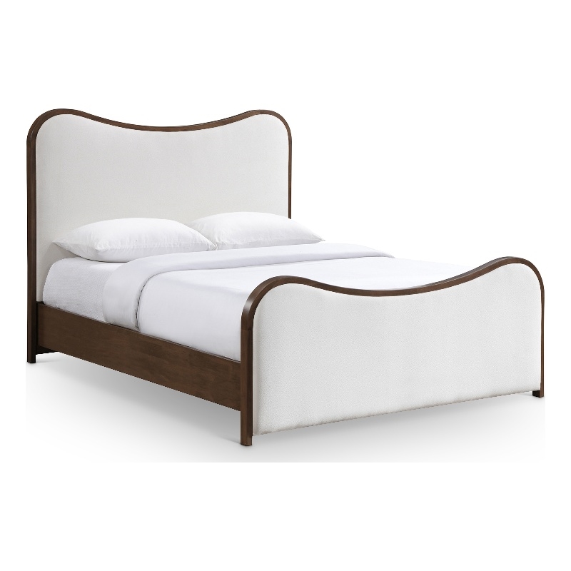 Meridian Furniture Arvada Cream Linen Textured Fabric Upholstered King Bed