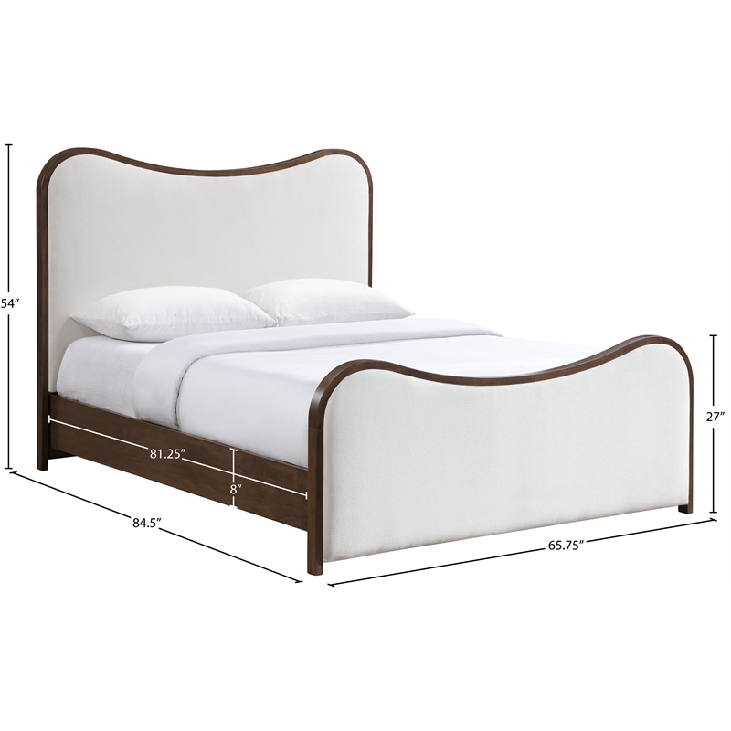 Meridian Furniture Arvada Cream Linen Textured Fabric Upholstered Queen Bed