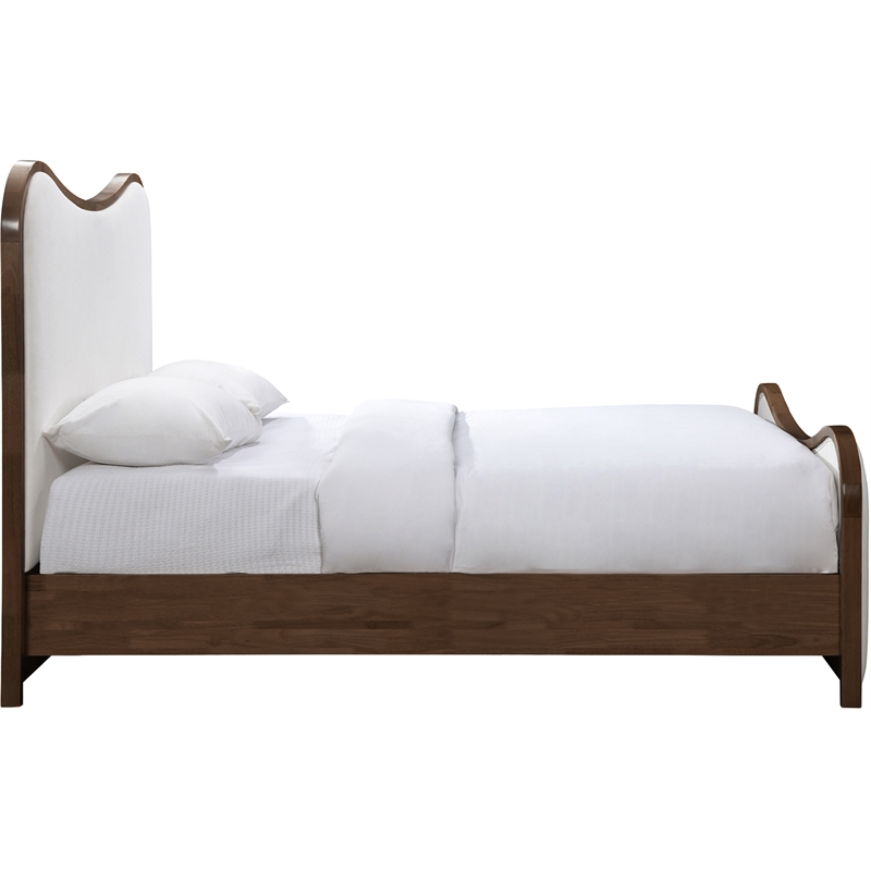 Meridian Furniture Arvada Cream Linen Textured Fabric Upholstered Twin Bed