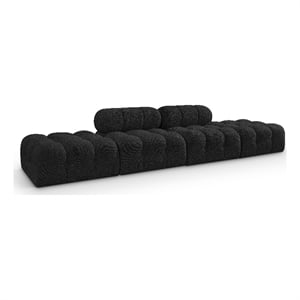 Meridian Furniture Ames 136&quot Black Boucle Fabric Upholstered 4pc. Modular Sofa