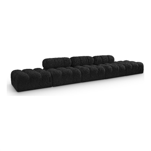 meridian furniture ames 170&quot black boucle fabric upholstered 5pc. modular sofa