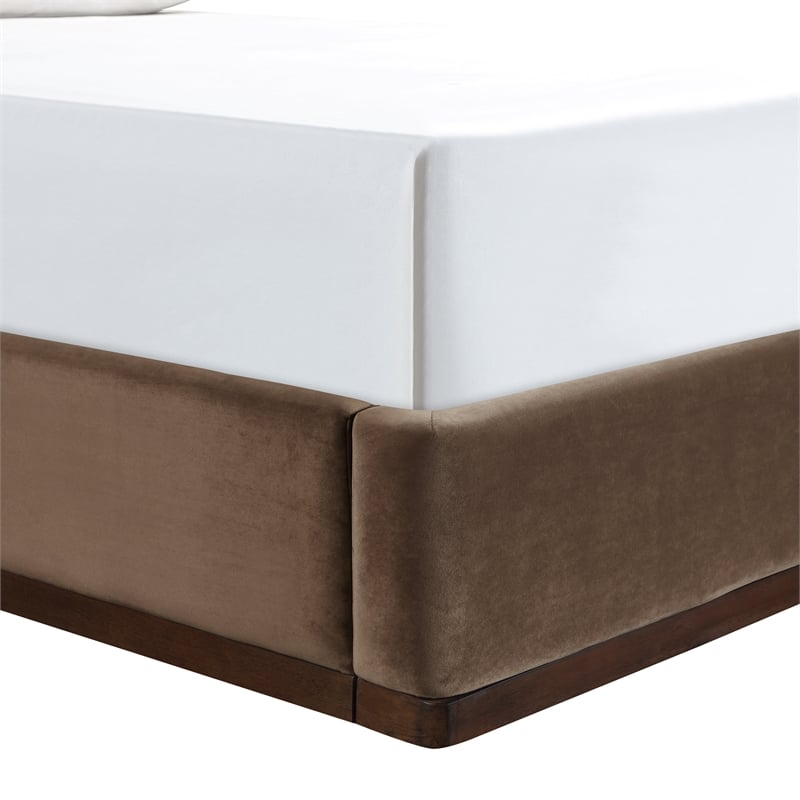 Meridian Furniture Rava Brown Velvet Upholstered Queen Bed