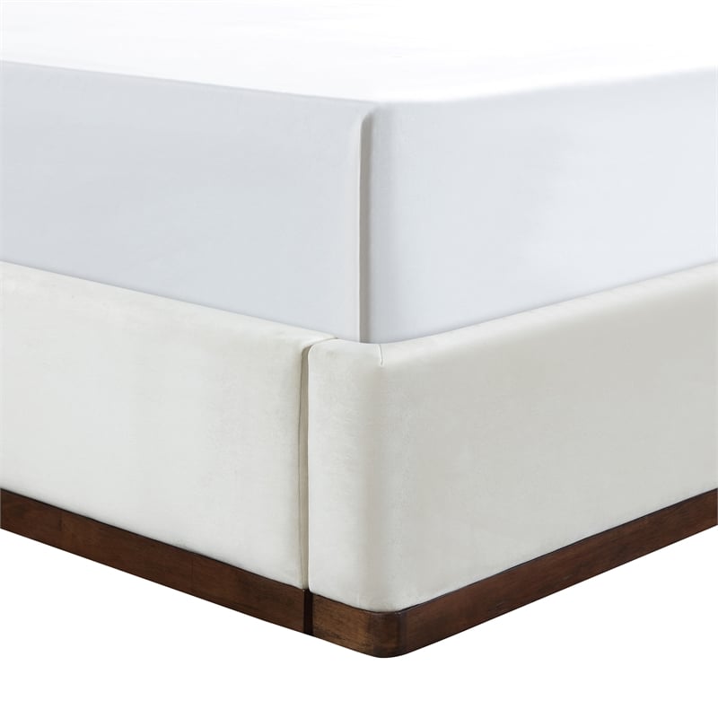 Meridian Furniture Rava Cream Velvet Upholstered Full Bed