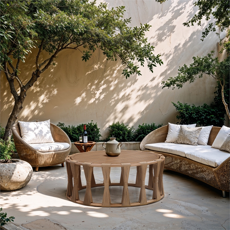 Meridian Furniture San Pietro Natural Aluminum Outdoor Patio Coffee Table