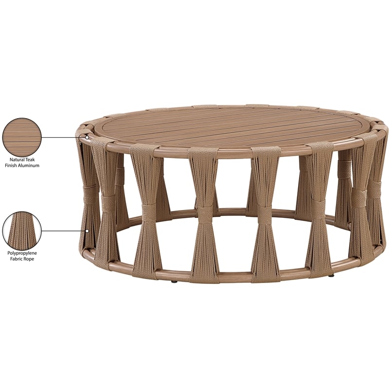 Meridian Furniture San Pietro Natural Aluminum Outdoor Patio Coffee Table