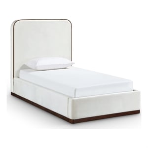 Meridian Furniture Rava Cream Velvet Upholstered Twin Bed