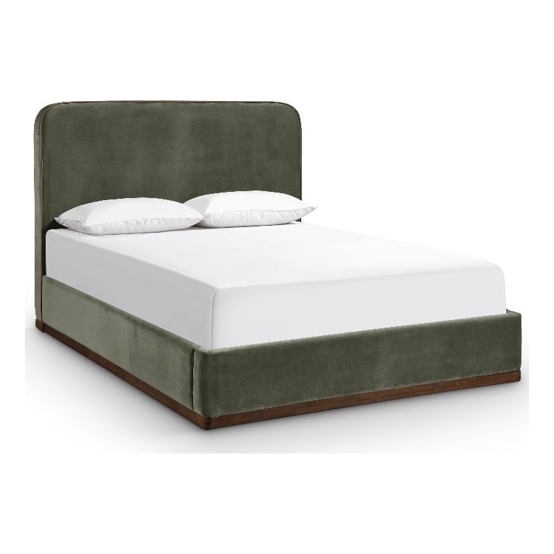 Meridian Furniture Rava Green Velvet Upholstered Full Bed