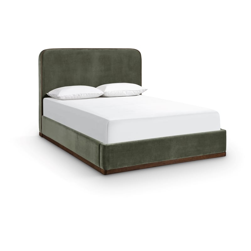 Meridian Furniture Rava Green Velvet Upholstered Full Bed