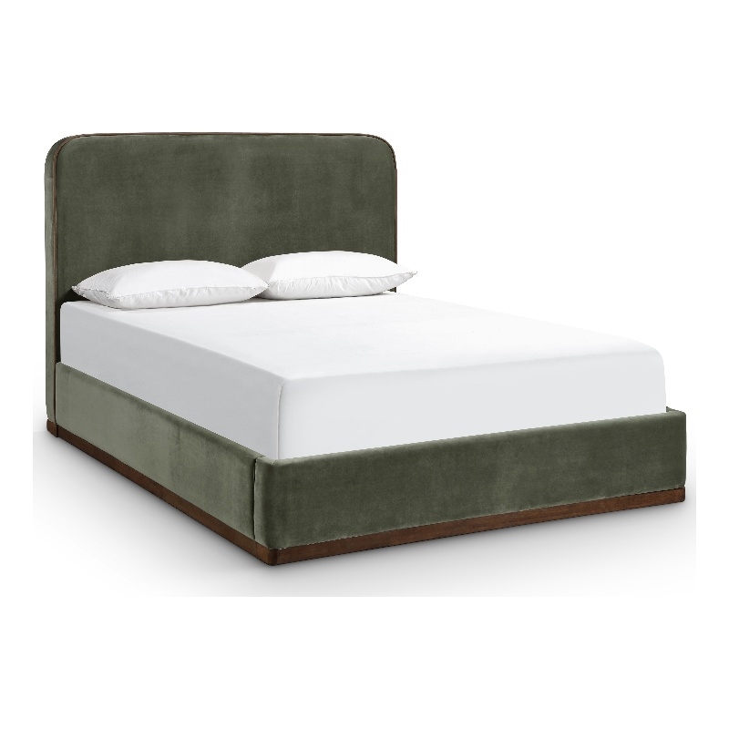 Meridian Furniture Rava Green Velvet Upholstered Queen Bed