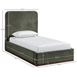 Meridian Furniture Rava Green Velvet Upholstered Twin Bed