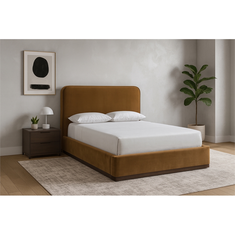Meridian Furniture Rava Saddle Velvet Upholstered Full Bed