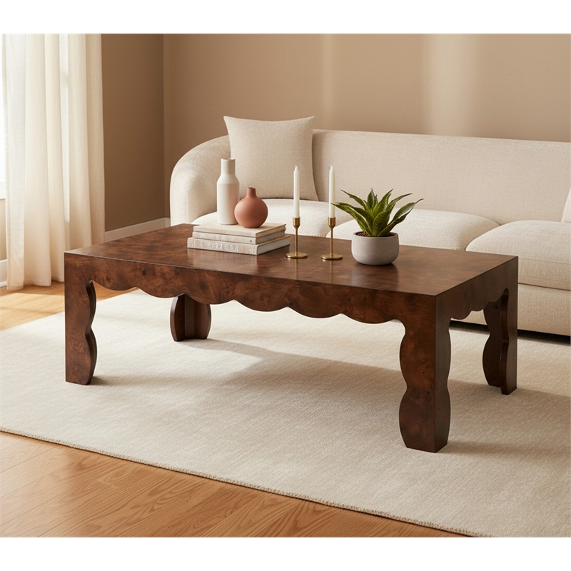 Meridian Furniture Vassa Brown Burl Veneer Coffee Table
