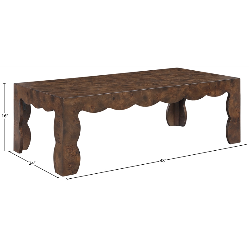 Meridian Furniture Vassa Brown Burl Veneer Coffee Table