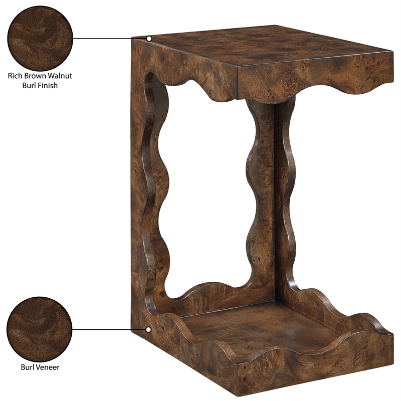 Meridian Furniture Vassa Brown Burl Veneer End Table