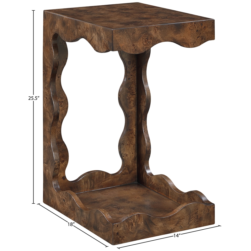 Meridian Furniture Vassa Brown Burl Veneer End Table