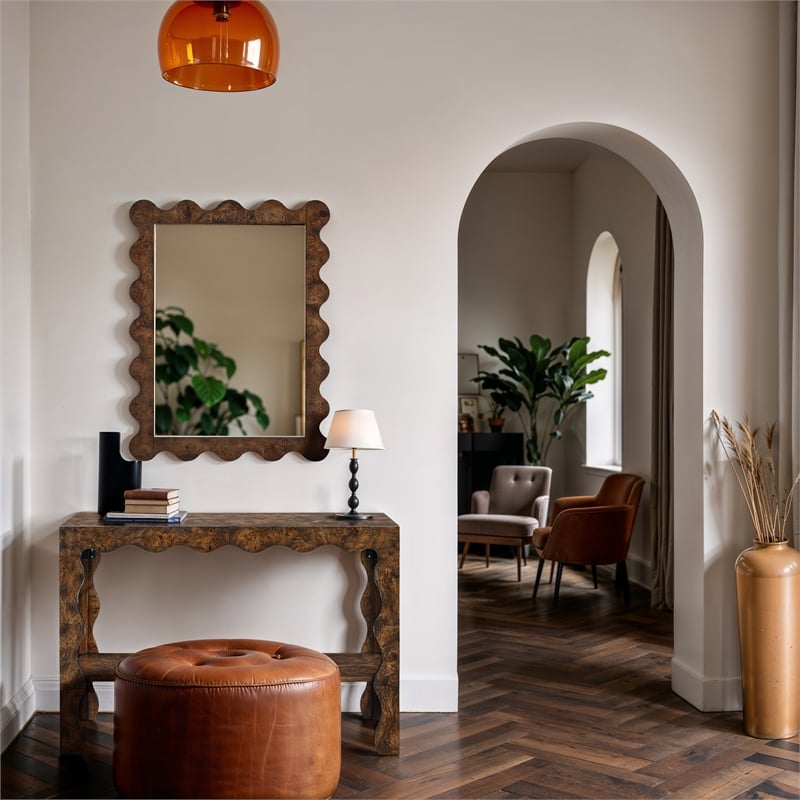 Meridian Furniture Vassa Brown Burl Veneer Mirror