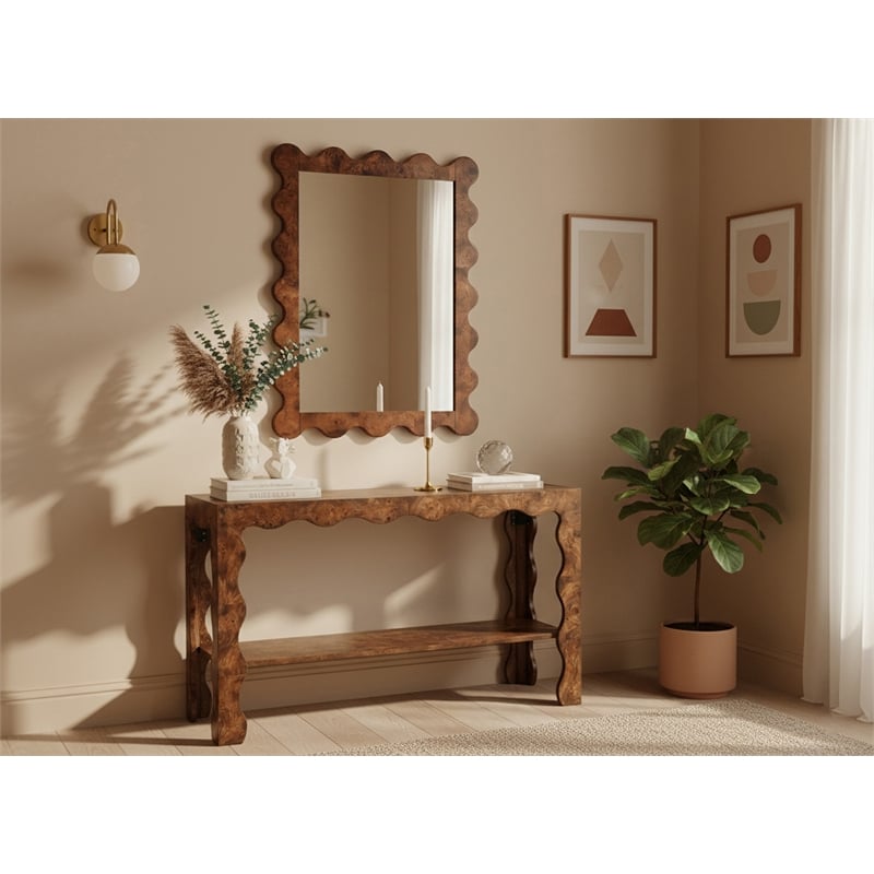Meridian Furniture Vassa Brown Burl Veneer Mirror