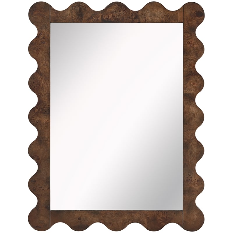 Meridian Furniture Vassa Brown Burl Veneer Mirror