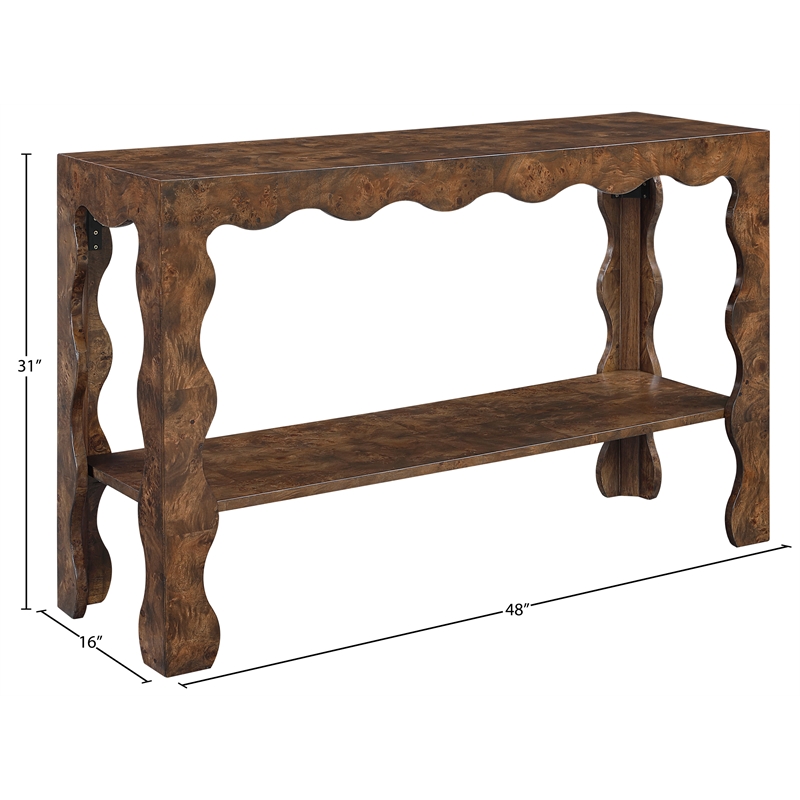 Meridian Furniture Vassa Brown Burl Veneer Console Table