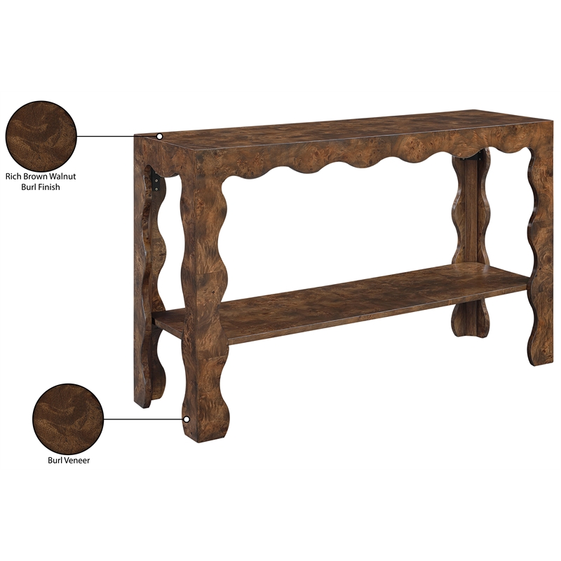 Meridian Furniture Vassa Brown Burl Veneer Console Table
