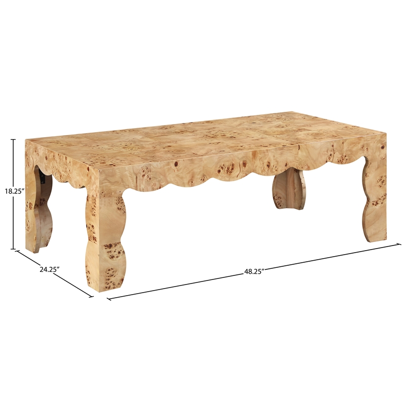 Meridian Furniture Vassa Natural Burl Veneer Coffee Table