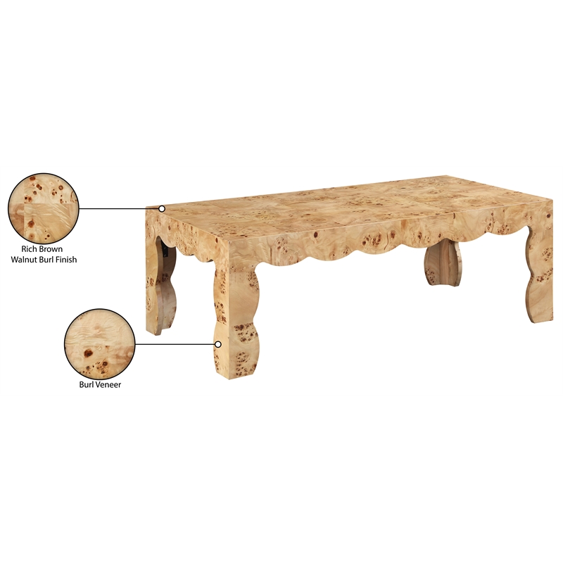 Meridian Furniture Vassa Natural Burl Veneer Coffee Table
