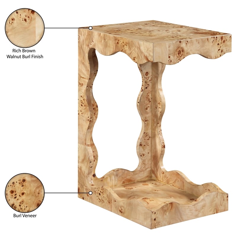 Meridian Furniture Vassa Natural Burl Veneer End Table