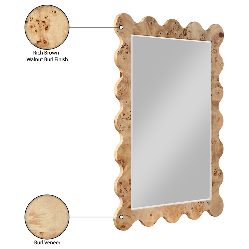 Meridian Furniture Vassa Natural Burl Veneer Mirror