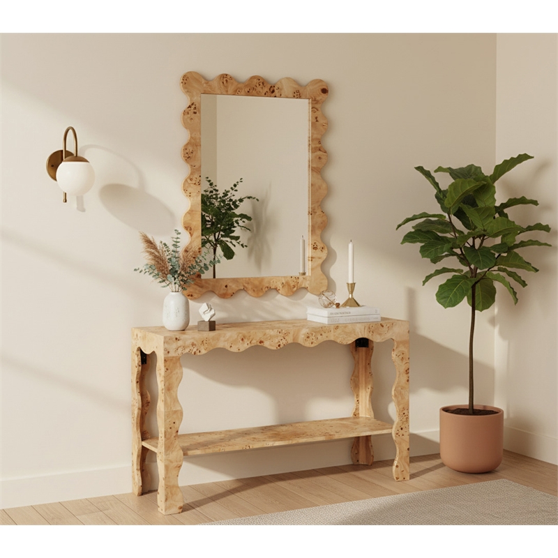 Meridian Furniture Vassa Natural Burl Veneer Mirror