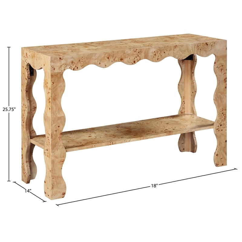Meridian Furniture Vassa Natural Burl Veneer Console Table