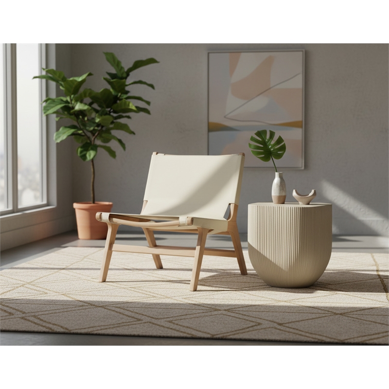 Meridian Furniture Rawlins Cream Vegan Leather Upholstered Accent Chair