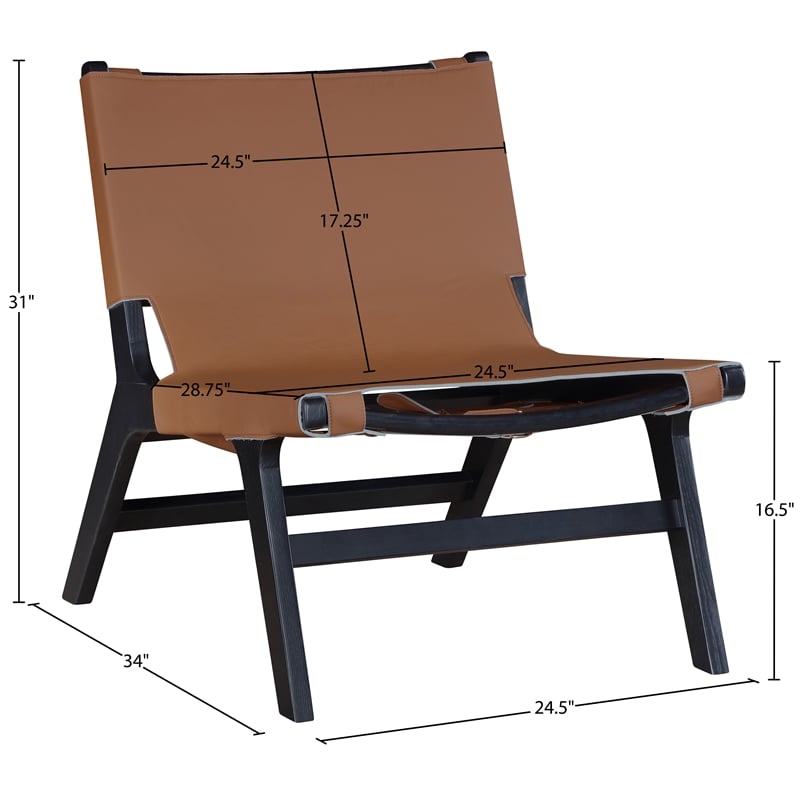 Meridian Furniture Rawlins Cognac Vegan Leather Upholstered Accent Chair