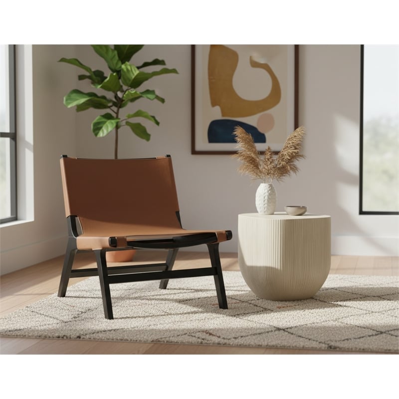 Meridian Furniture Rawlins Cognac Vegan Leather Upholstered Accent Chair