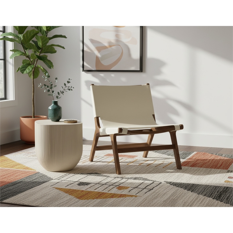Meridian Furniture Rawlins Cream Vegan Leather Upholstered Accent Chair