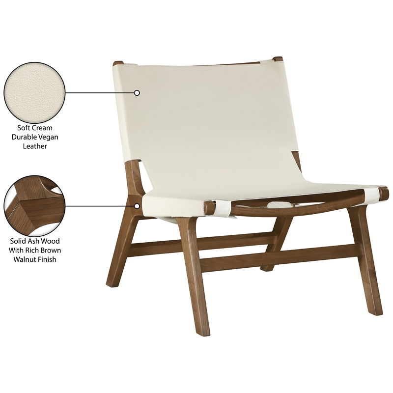 Meridian Furniture Rawlins Cream Vegan Leather Upholstered Accent Chair