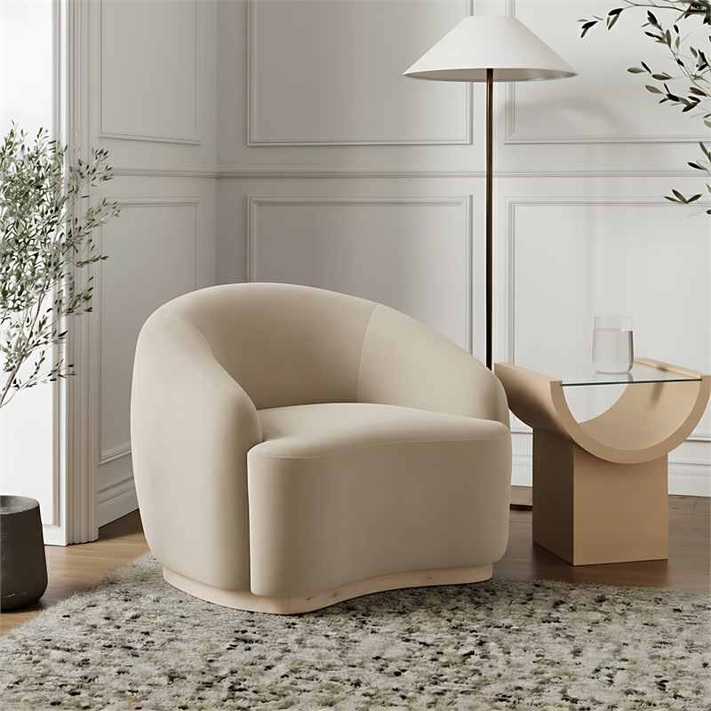 Meridian Furniture Gustavo Cream Velvet Upholstered Chair