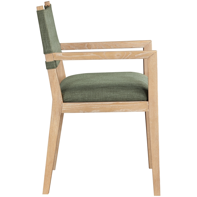 Meridian Furniture Avon Olive Linen Textured Fabric Dining Arm Chair