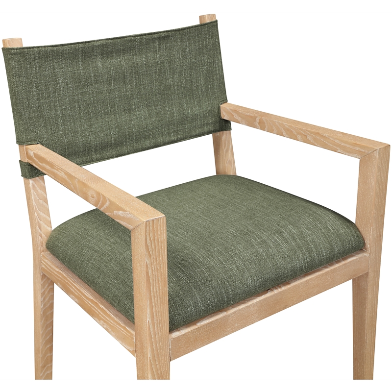 Meridian Furniture Avon Olive Linen Textured Fabric Dining Arm Chair